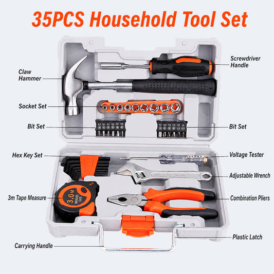 Multi-Purpose Household Tool Set with Tool Box