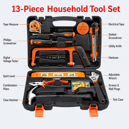 Multi-Purpose Household Tool Set with Tool Box