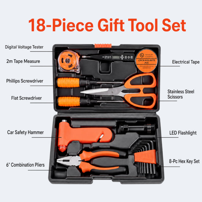 Multi-Purpose Household Tool Set with Tool Box