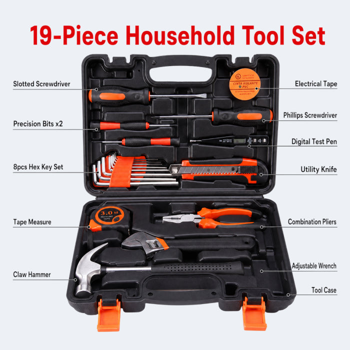 Multi-Purpose Household Tool Set with Tool Box