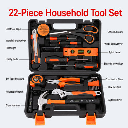 Multi-Purpose Household Tool Set with Tool Box