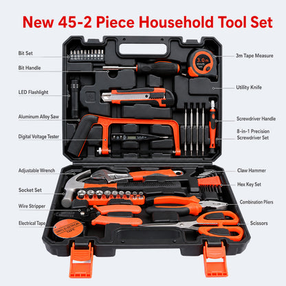 Multi-Purpose Household Tool Set with Tool Box