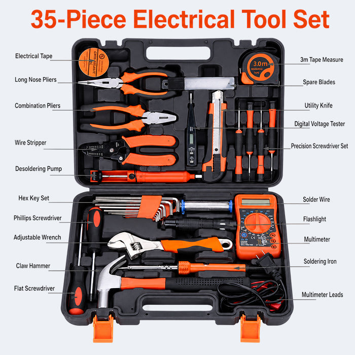 Multi-Purpose Household Tool Set with Tool Box