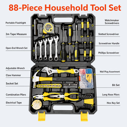 Multi-Purpose Household Tool Set with Tool Box