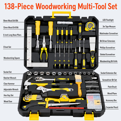 Multi-Purpose Household Tool Set with Tool Box