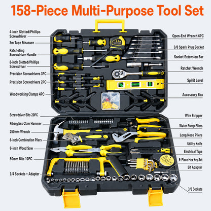 Multi-Purpose Household Tool Set with Tool Box